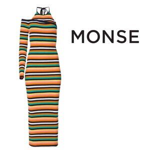 EUC $890 MONSE Multicolor Striped Midi Dress Small